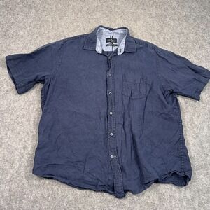 Blue Harbour Pure Linen Regular‎ Fit Short Sleeve Button Shirt Men's Size Large